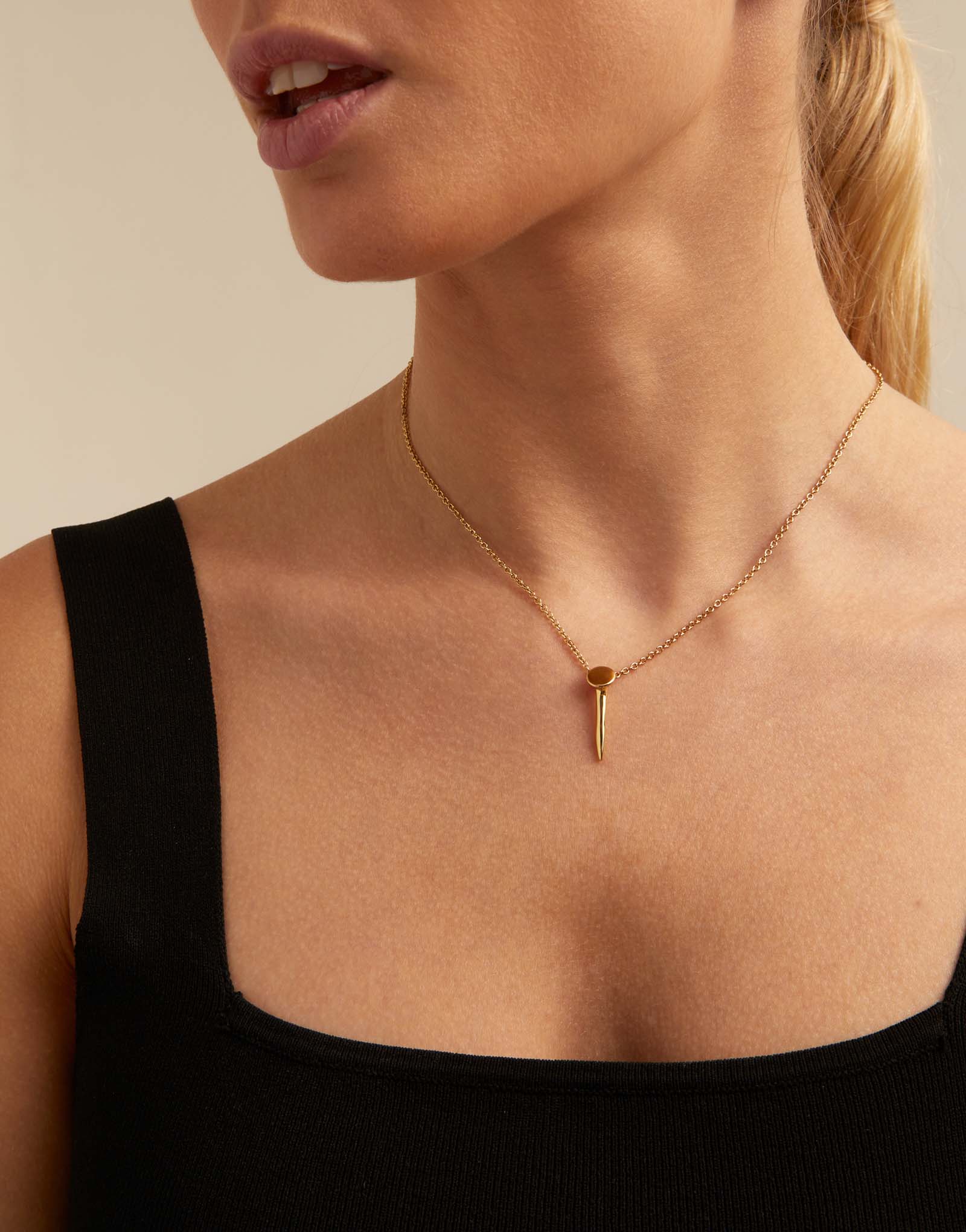 Gold-plated nail shaped necklace, Golden, large image number null
